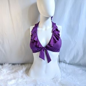 Kenneth Cole Purple Ruffle Swim Top NwT